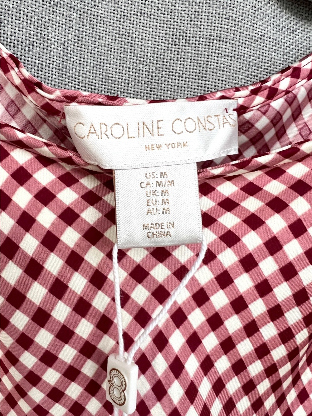 Caroline Constas checkered slip maxi dress white dark red size M - Picture 11 of 16